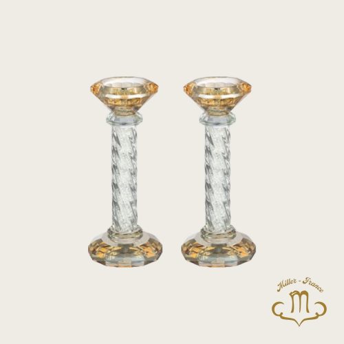 Bougeoirs en cristal avec pierres