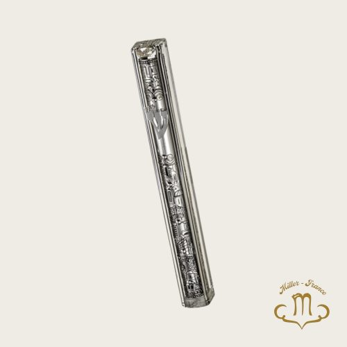 Mezouza avec plaque argent - 15 cm