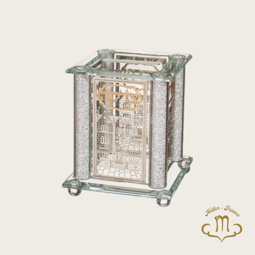Boîte de Tzedakah en cristal avec plaque