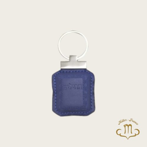 Porte-clés Tehillim en similicuir 6 cm - Bleu
