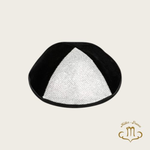 Kippa en velours peluche noire 4 parties, 20 cm taille 4