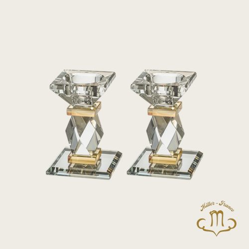 Paire de bougeoirs en cristal 10 cm