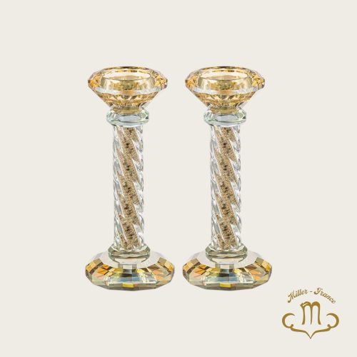 Paire de bougeoirs en cristal