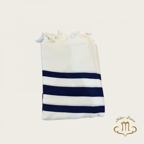 Talit Gadol  Arbel nid d'abeille 100% laine bleu marine
