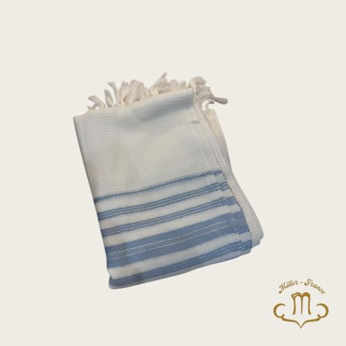 Talit Gadol Barak nid d'abeille 100% laine Bleu ciel