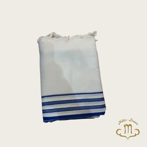 Talit Gadol Hermonit Super nid d'abeille 100% laine bleu roi