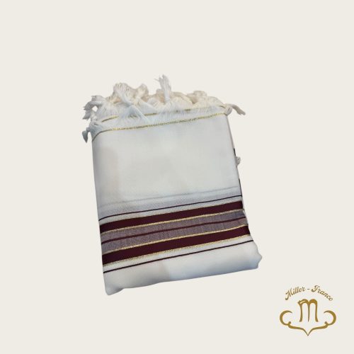 Talit Gadol Bordeau nid d'abeille 100% laine