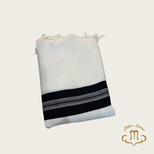Talit Gadol David nid d'abeille 100% laine NOIR