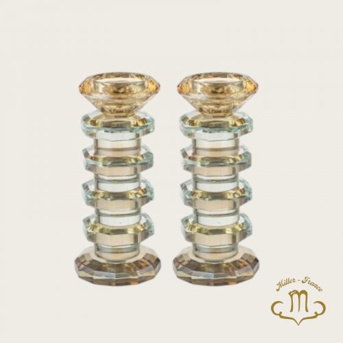Paire de bougeoirs élégants en cristal 16,5 cm