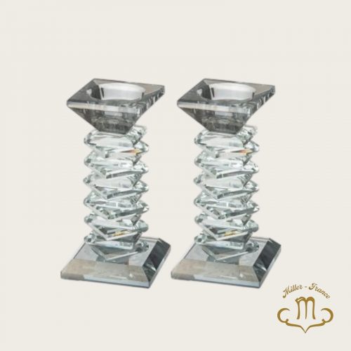 Paire de bougeoirs élégants en cristal 14 cm
