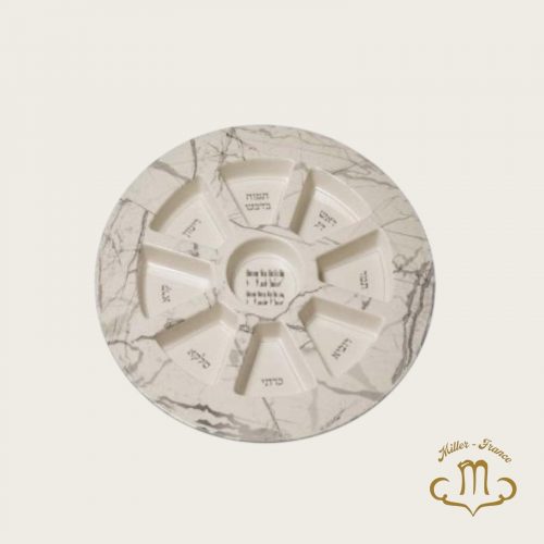 Assiette Rosh Hashana élégante en bambou naturel 35 cm