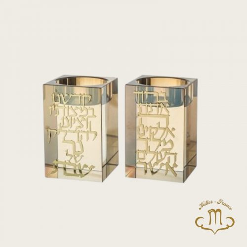Bougeoirs en cristal 8 cm avec plaque en métal