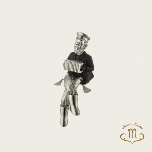 Figurine Kleizmer en polyrésine avec pieds en tissu jouant de l'accordéon 19 cm